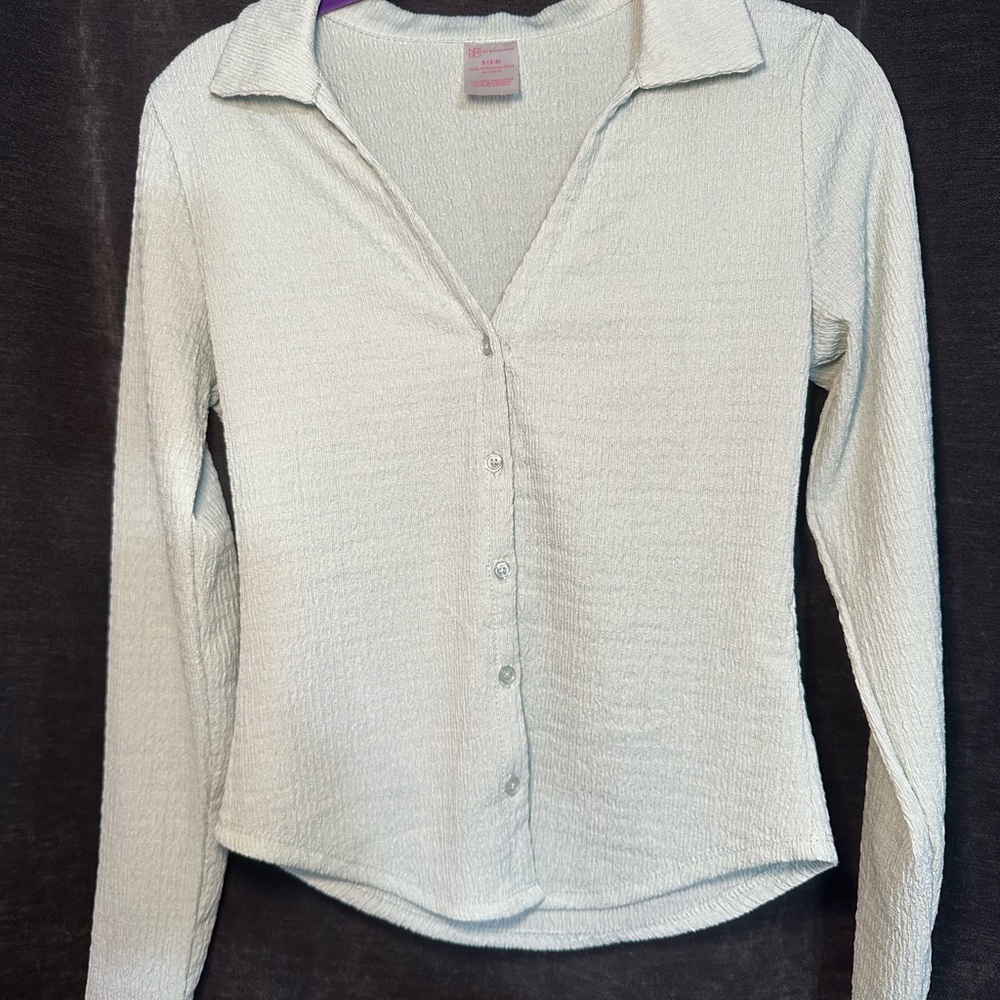 Women's Light Green Button-Up Top